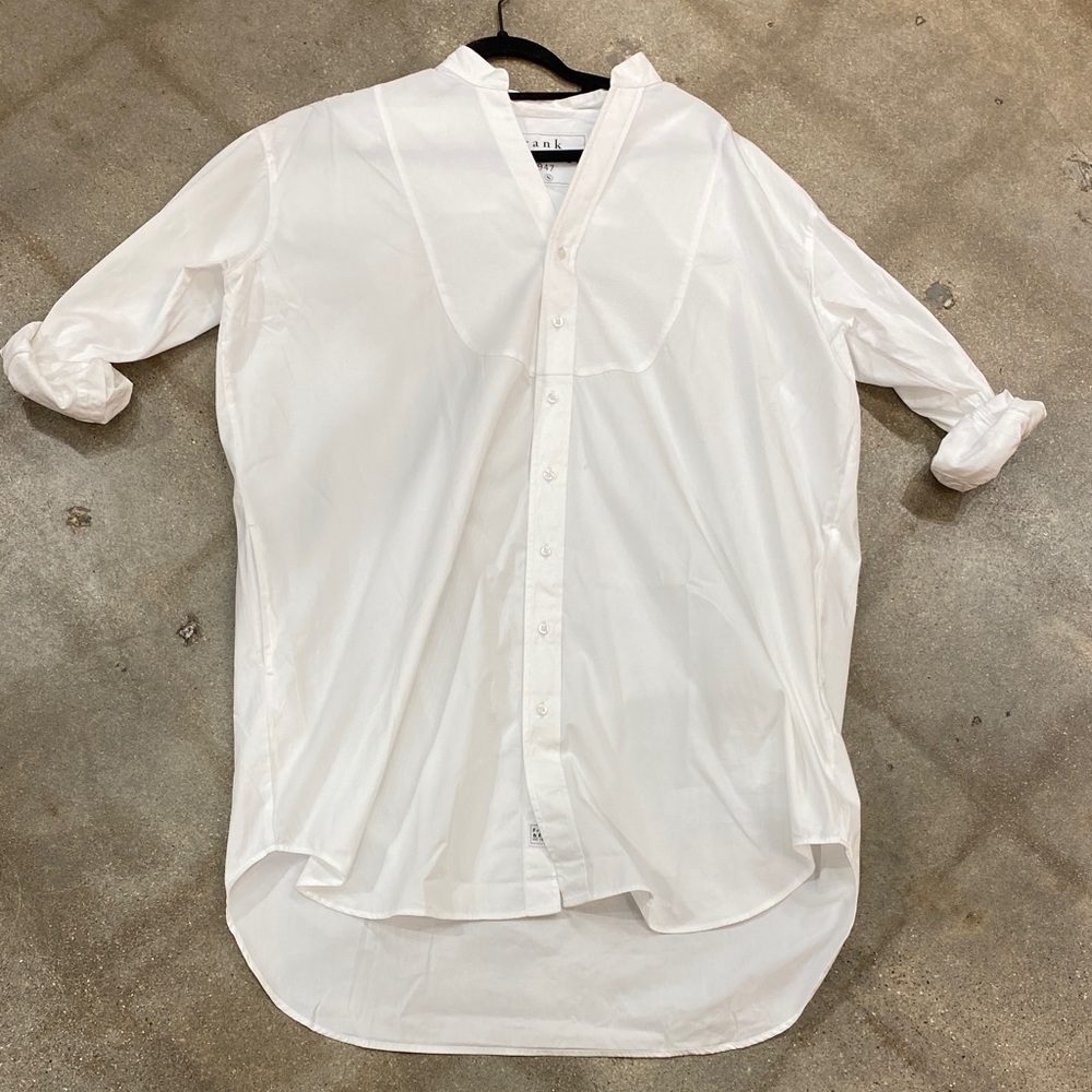 Frank & Eileen Crisp White with white bib Button Down dress